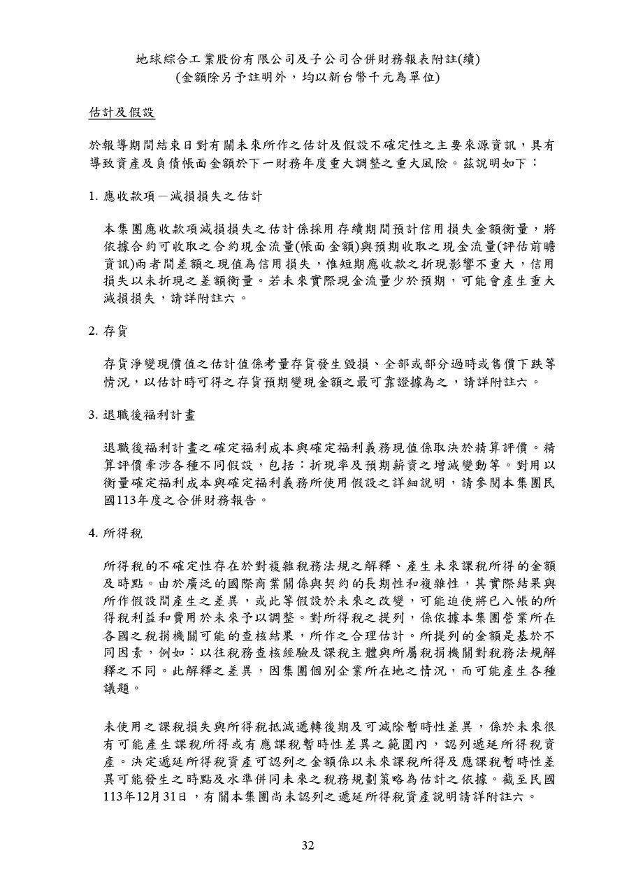 113年第四季合併財務報告