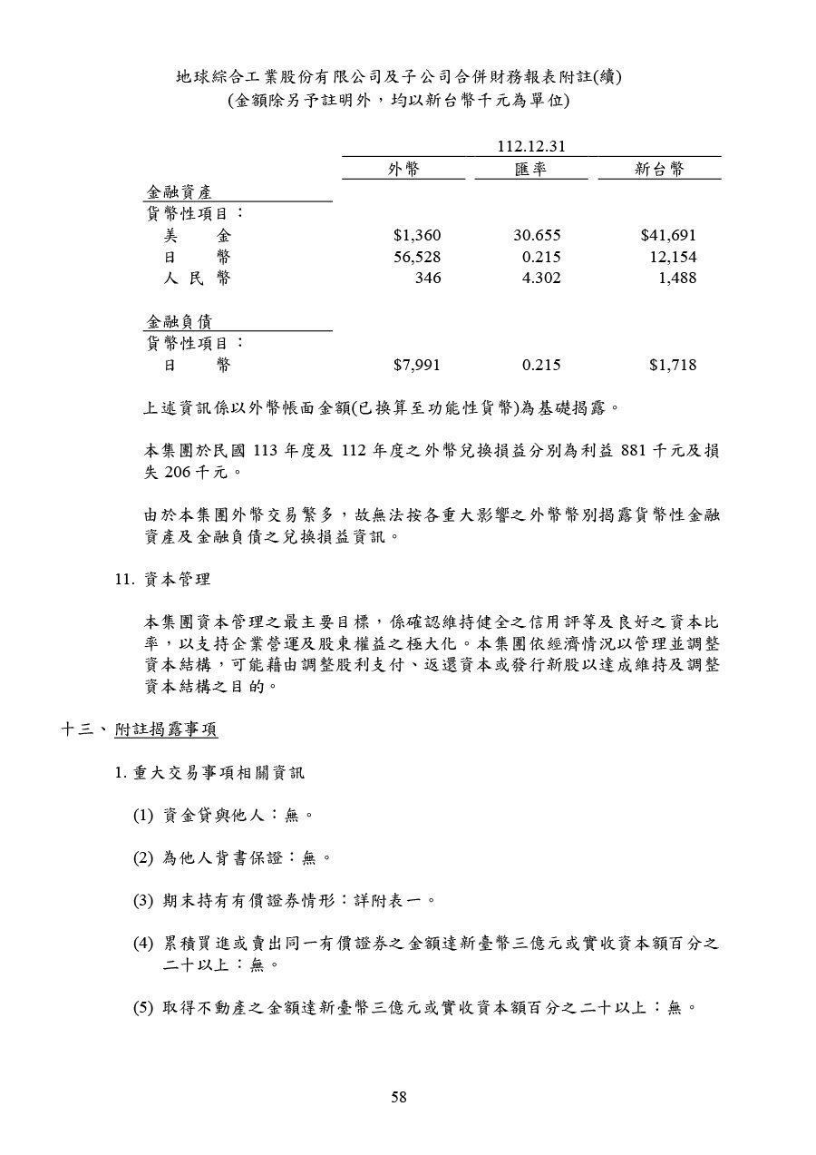 113年第四季合併財務報告