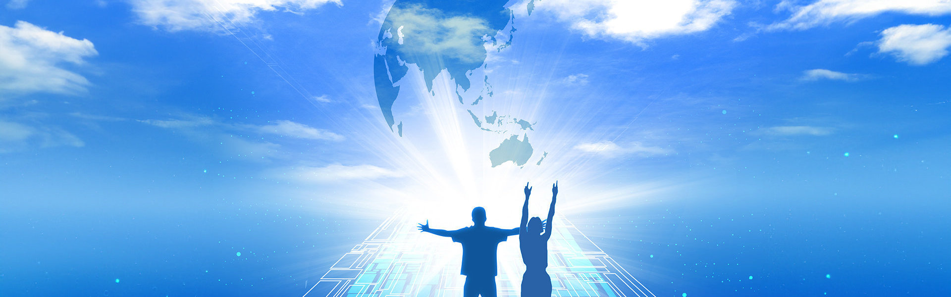 地球膠帶 企業 經營理念抬頭圖（擁抱地球示意圖）