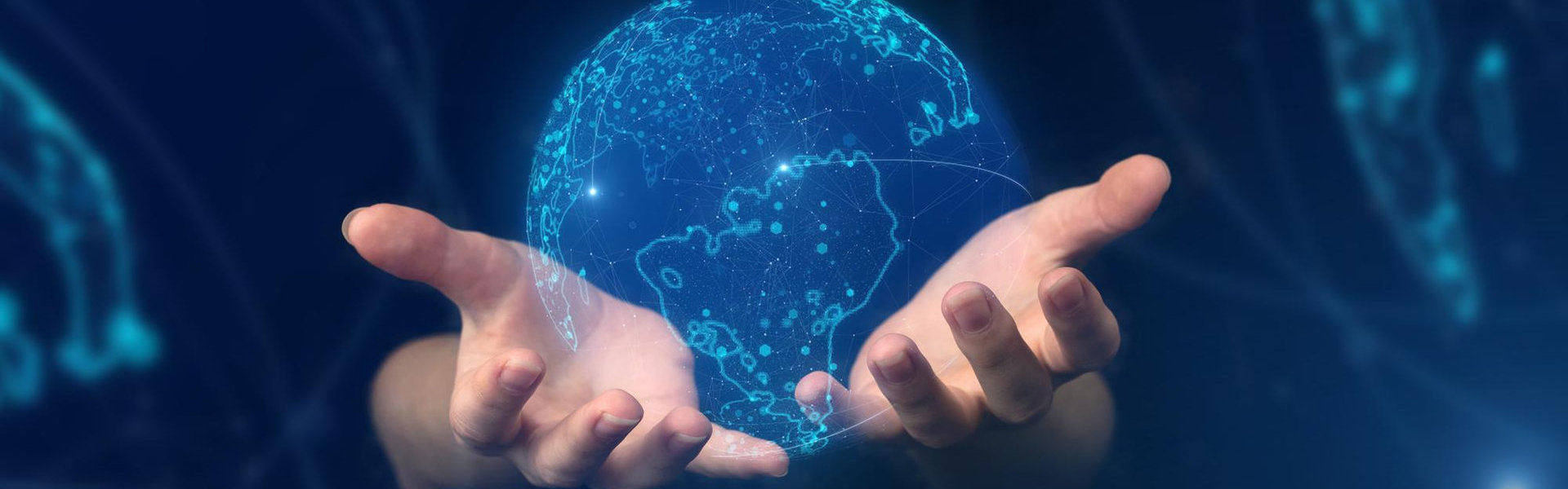 Header image for GLOBE TAPE news center (hands grasping earth information illustration)